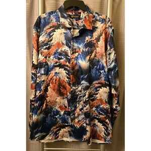 MODERNO Original Men's Designer Print Shirt Red White Blue Abstract Motif  XXL